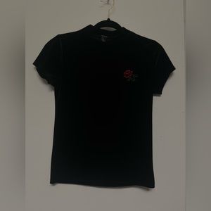 Forever 21 velvet top with rose embroidery